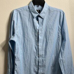 H&M Men Easy Iron Blue Button Long Sleeve Slim Fit Shirt Size M.